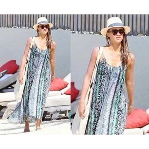 Lovers And Friends Fly Away‎ In Animal Print Maxi Dress Green Pockets Size Small